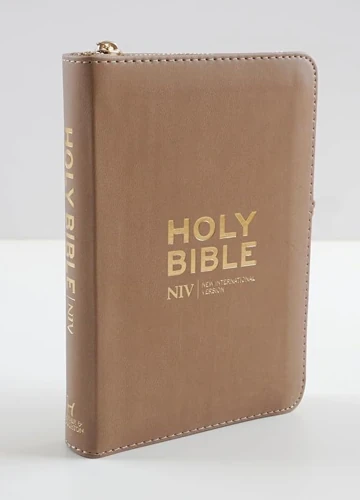 NIV Pocket Latte Bible with Gold Zip