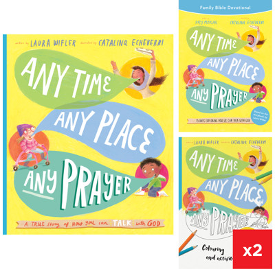 Any Time, Any Place, Any Prayer Storybook, Family Devotional and Two Colouring Books Bundle