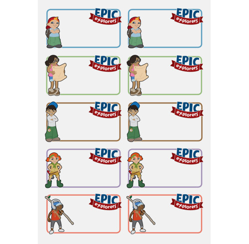 Epic Explorers Name Stickers