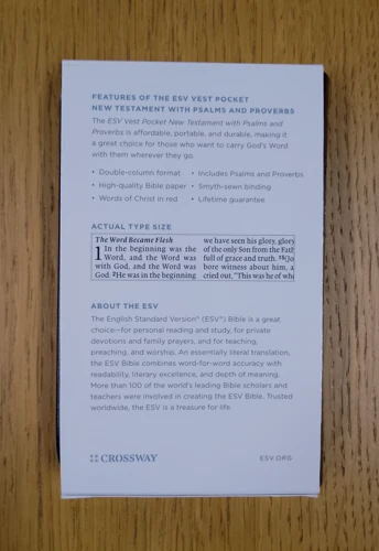 ESV Vest Pocket New Testament with Psalms and Proverbs, Red Letter