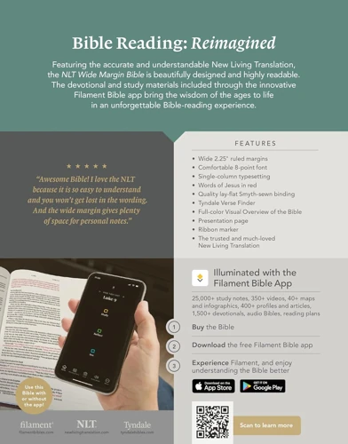 NLT Wide Margin Bible, Filament Enabled