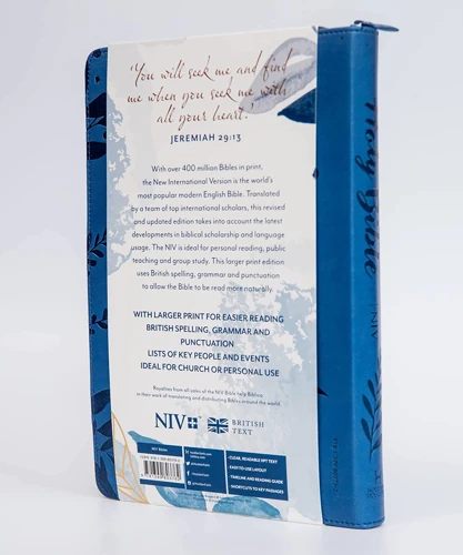 NIV Larger Print Blue Soft-tone Bible with Zip