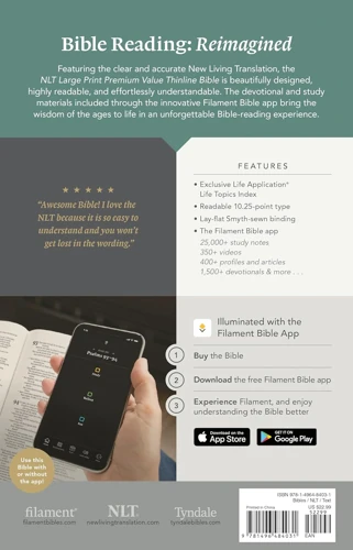 NLT Large Print Premium Value Thinline Bible, Filament Enabled