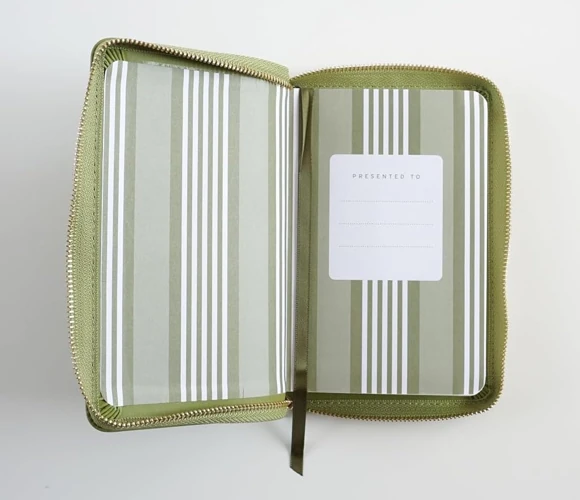 NIV Pocket Olive Green Bible with Gold Zip