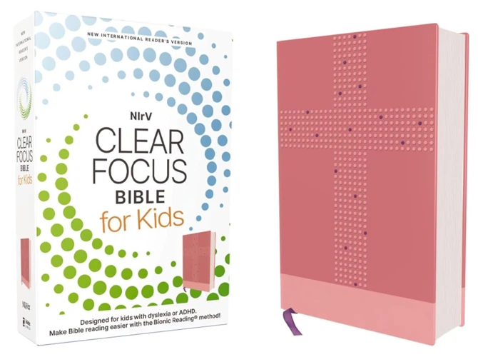 NIrV, Clear Focus Bible for Kids (Leathersoft, Pink)