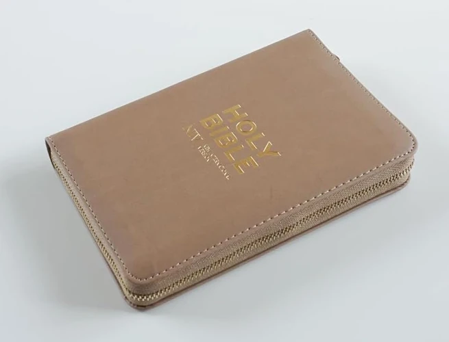 NIV Pocket Latte Bible with Gold Zip